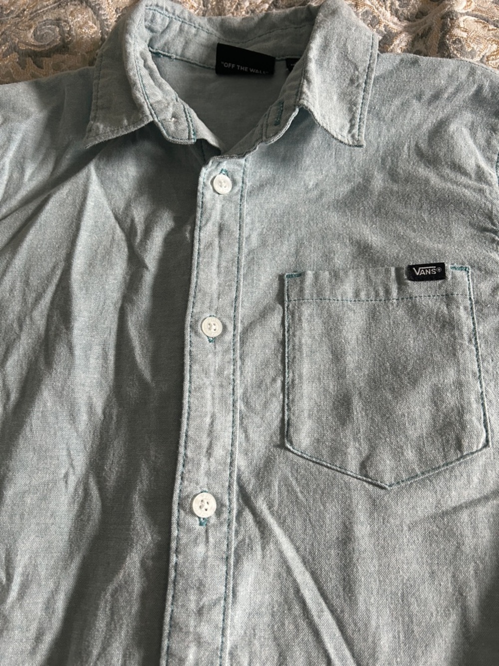 Vans Yourh M  Pale Blue Casual Button-Down Shirt. Used in good condition